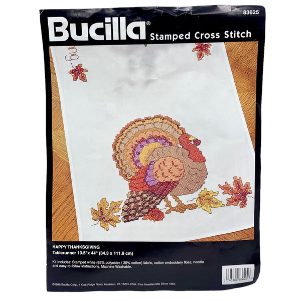 Bucilla Happy Thanksgiving Stamped Cross Stitch Table Runner Kit