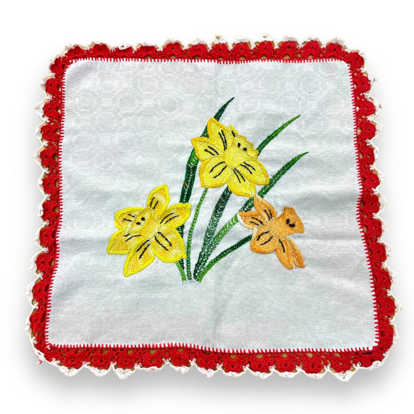 Vintage Floral Embroidered Linen