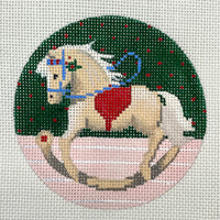 Christmas Rocking Horse Handpainted Needlepoint Canvas