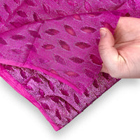 Sparkling Magenta Leaves Sheer Fabric - 24 yds x 44"