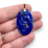 Vintage Lapis Lazuli Carved Pendant With 14K Gold Bail