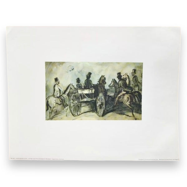 Carriage and Three Gentlemen on Horseback by Constantin Guys Vintage Offset Lithograph in Matte