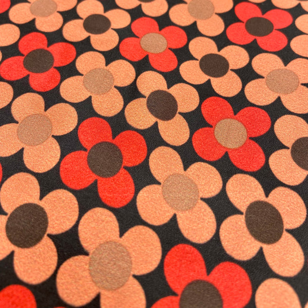 70's Poppy Satin-y Fabric - 3 1/4 yds x 56"