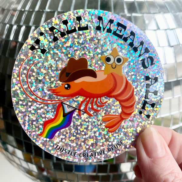 Pride Shrimp Glitter Sticker