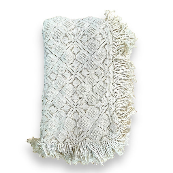 Vintage Handmade Crochet Bedspread - 98" x 113"