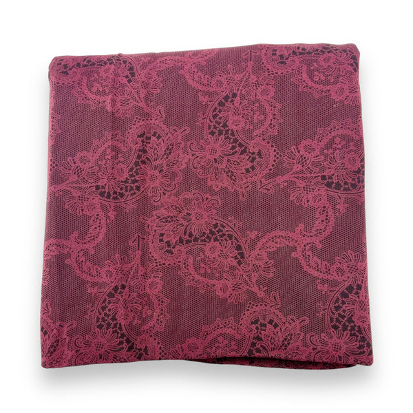 Plum Lacy Print Stretch Fabric - 3 yds x 44"