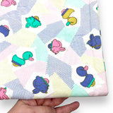 Duckies + Bunnies Brushed Denim Fabric - 2 yds x 54"