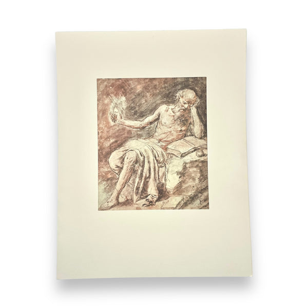 St Jerome Writing by Antonio de Pereda Vintage Offset Lithograph in Matte