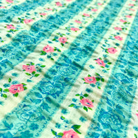 Floral Printed Seersucker Fabric -1 1/2 yds x 44"