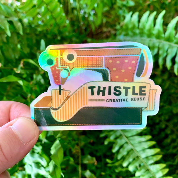 Thistle Sewing Machine Holographic Sticker
