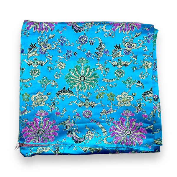 Metallic Floral Silk Fabric - 1 1/4 yds x 44"