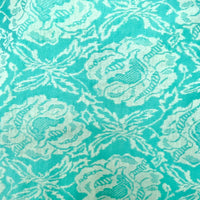 Aqua Floral Double Knit Fabric - 1 3/4 yds x 60"