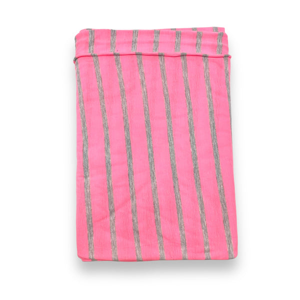 Neon Pink Stripe Jersey Single Knit Fabric - 2 yds x 60"