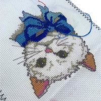 Finish Me! "White Cat" Countless Cross Stitch