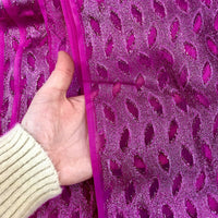Sparkling Magenta Leaves Sheer Fabric - 24 yds x 44"