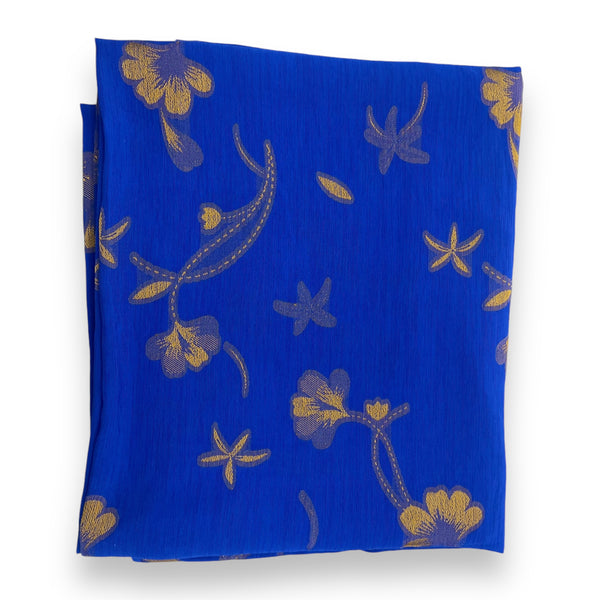 Embroidered Flowers on Royal Blue Fabric - 4 yds x 44"