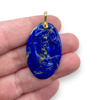 Vintage Lapis Lazuli Carved Pendant With 14K Gold Bail