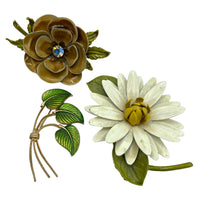 Vintage Enamel Flower Brooch Bundle