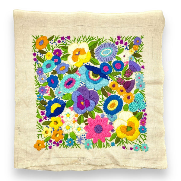 Finish Me! Crewel Floral Pillow Cover