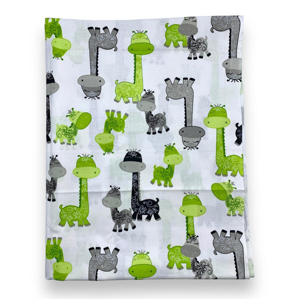 Lime + Grey Giraffe Cotton Fabric - 1 1/2 yds x 44"