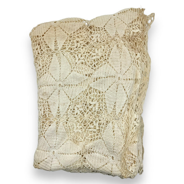 Vintage Handmade Crochet Overlay - 54” x 72”