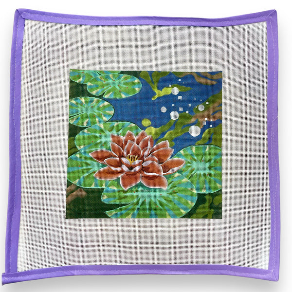 "Water Lily" Hand-Painted Needlepoint Canvas