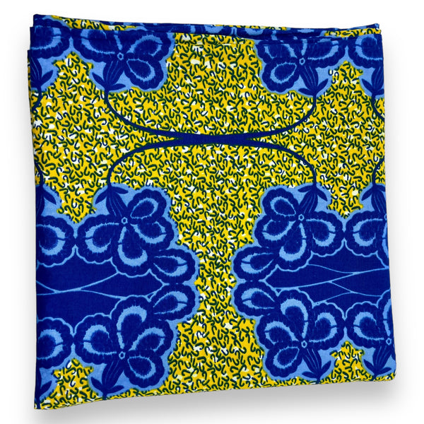 Blue + Yellow Cotton Fabric - 2 1/4 yd x 45"
