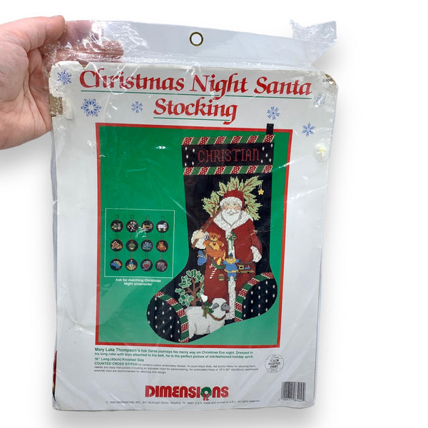 Christmas Night Santa Stocking Counted Cross Stitch Kit