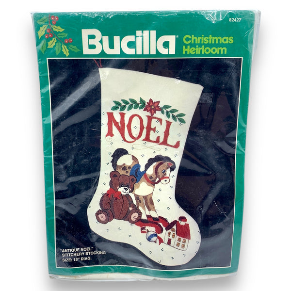 Bucilla Antique Noel Crewel Embroidery Stitchery Christmas Stocking Kit