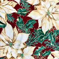 Piney Poinsettia Cotton Fabric - 9 1/2 yds x 44"