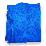 Cobalt Chrysanthemum Satiny Fabric - 2 1/2 yds x 44"