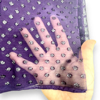 Violet Glitter Polka Dot Organza Fabric -  1 yd x 60"