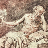 St Jerome Writing by Antonio de Pereda Vintage Offset Lithograph in Matte