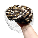Brown Woven Vintage Hat with Netting