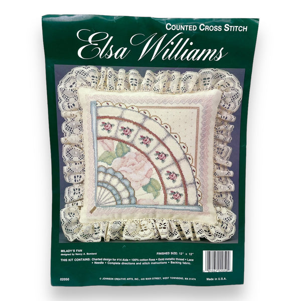 Elsa Williams Milady's Fan Counted Cross Stitch Pillow Kit