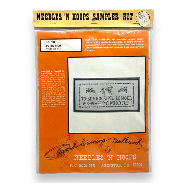 "To Be Rich" Vintage Cross Stitch Kit