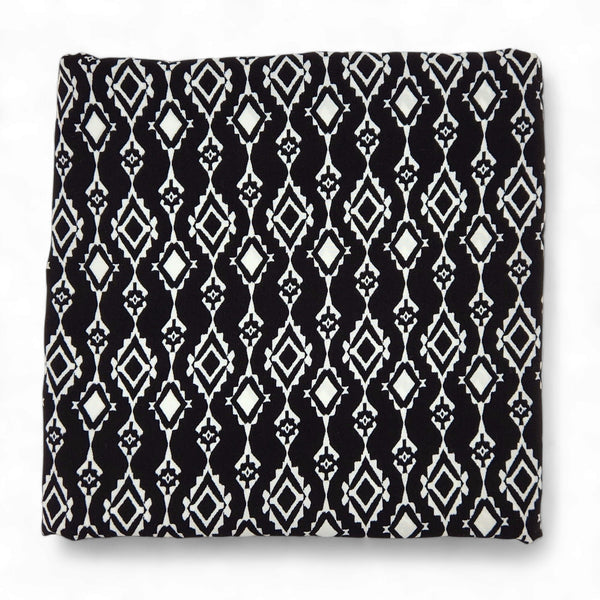 Black + White Diamond Chain Challis Fabric - 2 1/2 yds x 60"