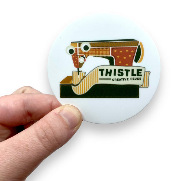 Thistle Sewing Machine Round Sticker
