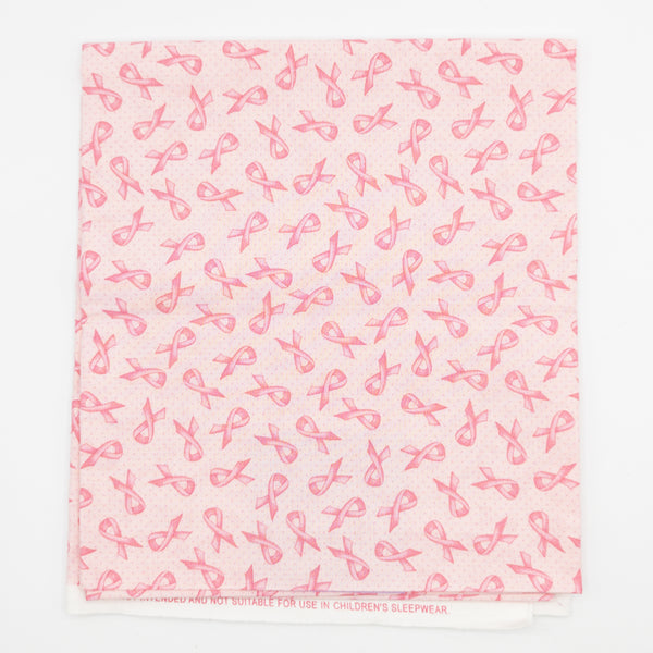 Pink Ribbon Cotton Fabric - 1 yds x 44"