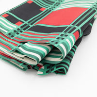 Green, White, Red, + Black Plaid Satin-y Fabric - 4 yds x 44"