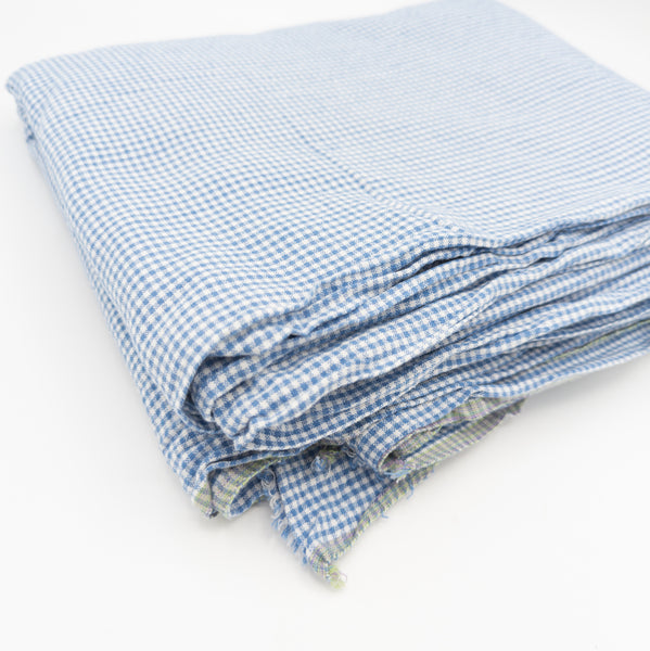 Sky Blue Gingham Cotton Fabric - Multiple Yardages