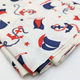 Red, White, + Blue Anchors Vintage Cotton Fabric - 2 Yards x 44"