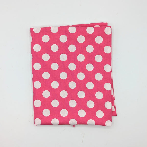 Pink + White Polka Dot Cotton Fabric - 1 yds x 42"