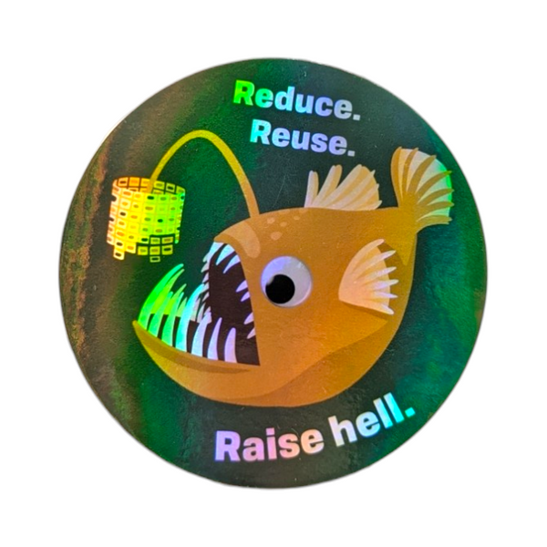 Angler Fish Raise Hell Holographic Sticker