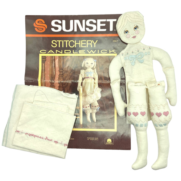 Finish Me! Sunset Stitchery Embroidered Candlewick Kit - 18" Doll
