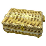 Vintage Yellow Dritz Woven Sewing Basket