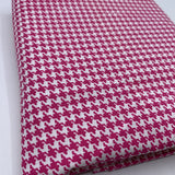 Pink Houndstooth Cotton Fabric - Multiple Yardages