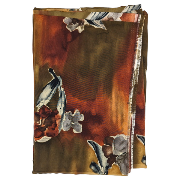 "Inky Flowers" Silky Fabric - 1 1/2 Yds x 60"