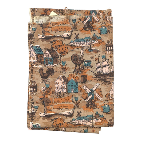 "Country Town" Vintage Canvas Fabric - 1 Yds. x 54"