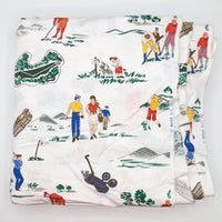 Golfing Scene Vintage Cotton Fabric - 7 1/2 yds x 44"
